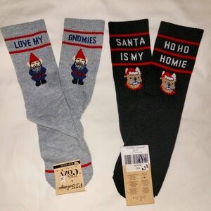 NWT* PJ Salvage* Plush Socks* Holiday Theme* 2 pr* 1 Gray/ 1 Black